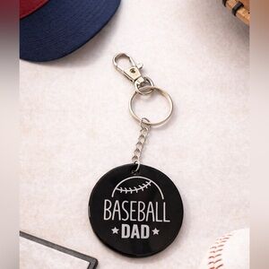 Baseball Dad Black Keychain